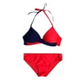 thumbnail image 4 of Women’s Two Piece Swimsuit Solid Color Bikini Set Push Up Top With High Waist Bottoms, S, Red, 4 of 4