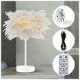 thumbnail image 4 of Lámpara de mesa con plumas de avestruz, luz de noche decorativa, luz cálida para dormitorio, sala de bodas (avestruz blanco), 4 of 5