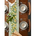 thumbnail image 2 of Sage Green Stripes Table Runner Cotton Linen 108 Inch Holiday Dresser Scarves, Summer Spring Botanical Lemon Leaves Tablerunner for Kitchen Coffee Dining Bedroom Dinner Scarf Décor 13''x108'', 2 of 9