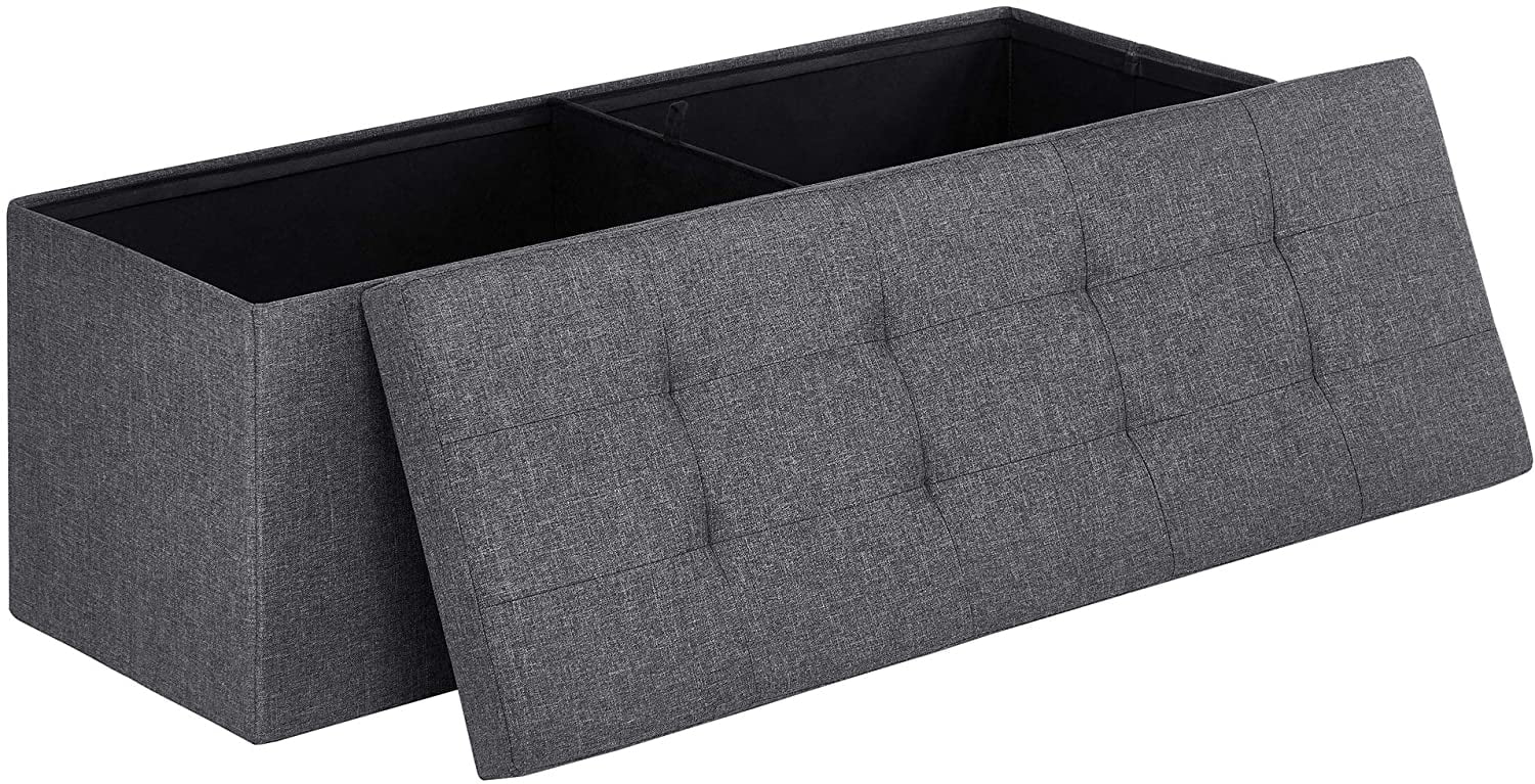Light Gray ULSF77G Holds 660lb SONGMICS Folding Storage Ottoman Bench and Chest Metal Support