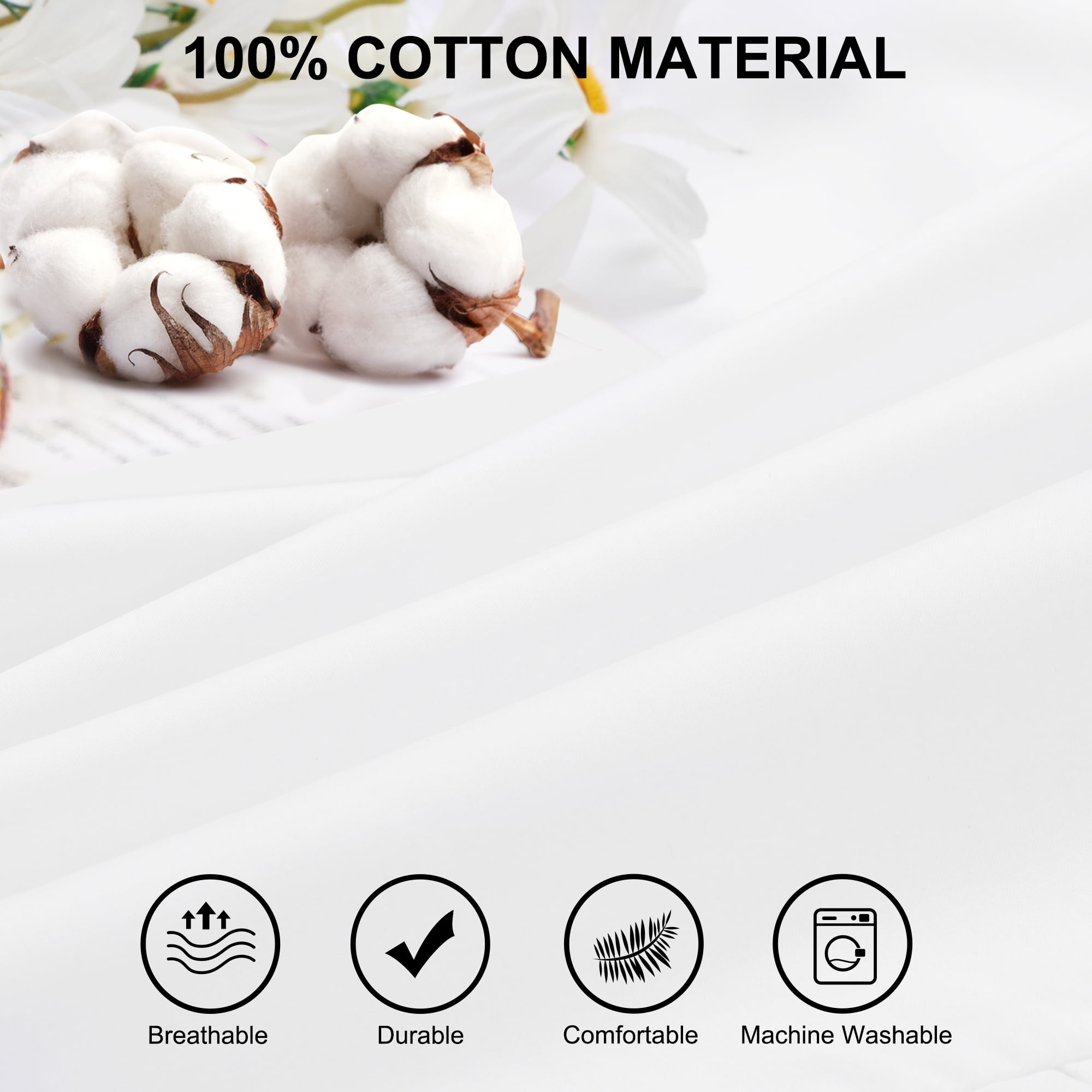Unique Bargains 2 Pcs 100% Cotton Envelope Closure Ruffled Pillowcases White Standard