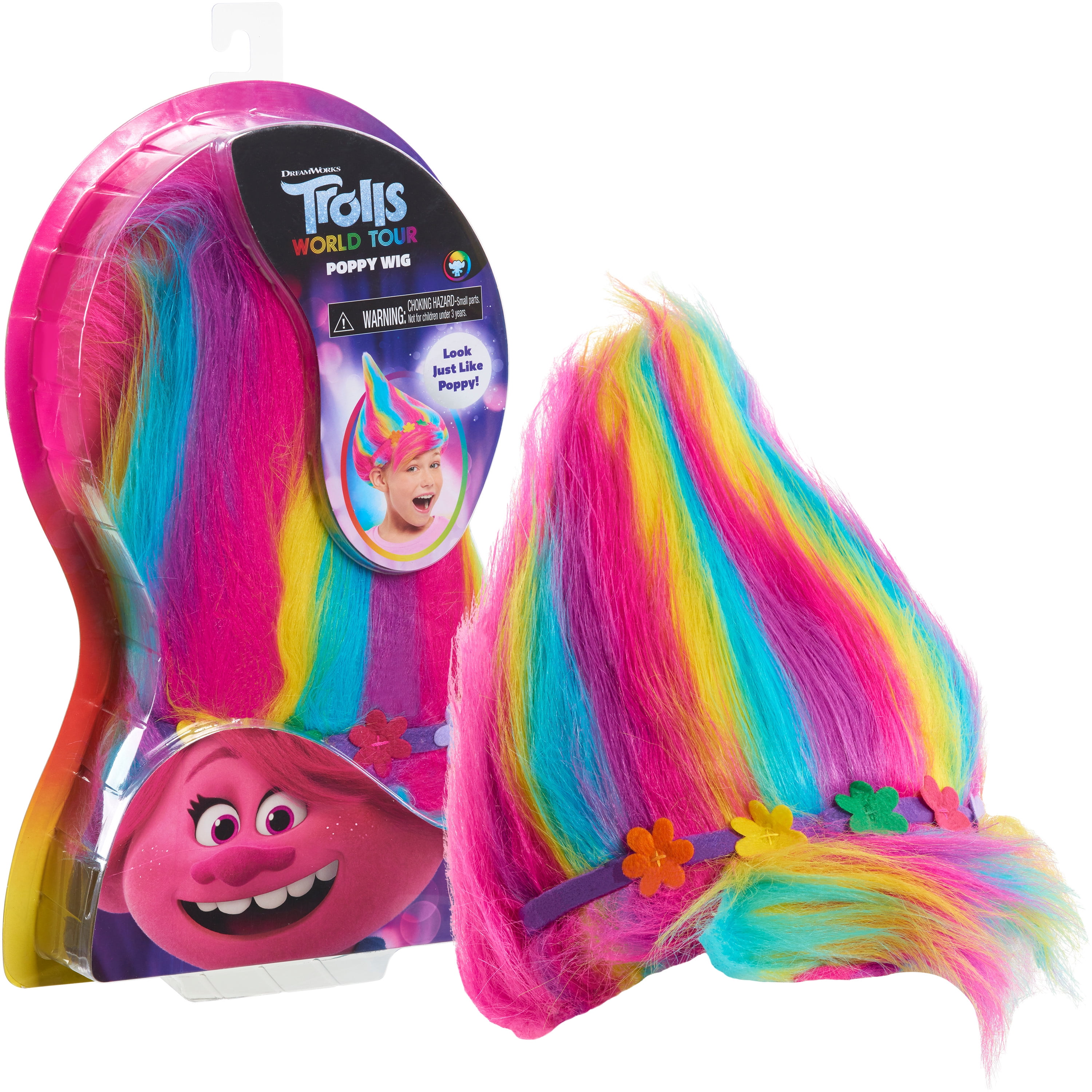 Trolls World Tour Troll-rific Poppy With Rainbow Hair Wig Ages 3 Multicolor for sale online 
