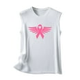 thumbnail image 5 of Chandails de Sensibilisation au Cancer du Sein pour Femmes, Col Ras du Cou, Blouse Basique Imprimée Sans Manches, Débardeur Décontracté d'Été pour l'Entraînement, 5 of 5