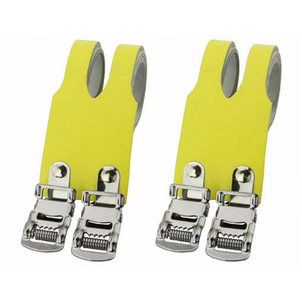 Leather Double Toe Straps Yellow. Bike pedal strap, bicycle pedal strap
