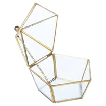 HOMEMAXS Geometric Ring Box Unique Wedding Favor Party Decorations Glass Gift Holder Jewelry Storage Box