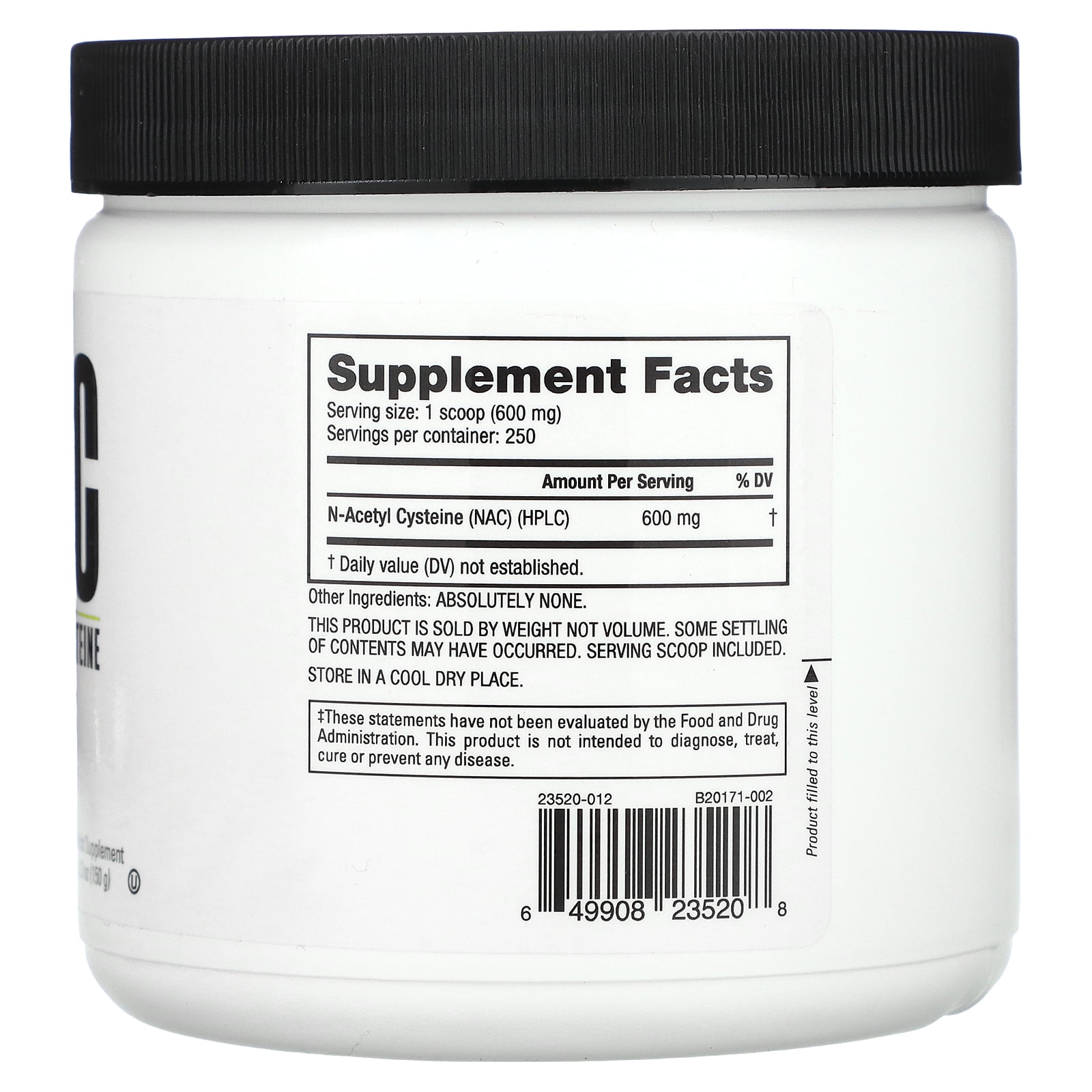 NutraBio N-Acetyl Cysteine Supplement (NAC) - 150 Grams Powder, 600mg Serving - Powerful Anti-Oxidant - Immune Support - No Fillers - Non-GMO - Gluten Free