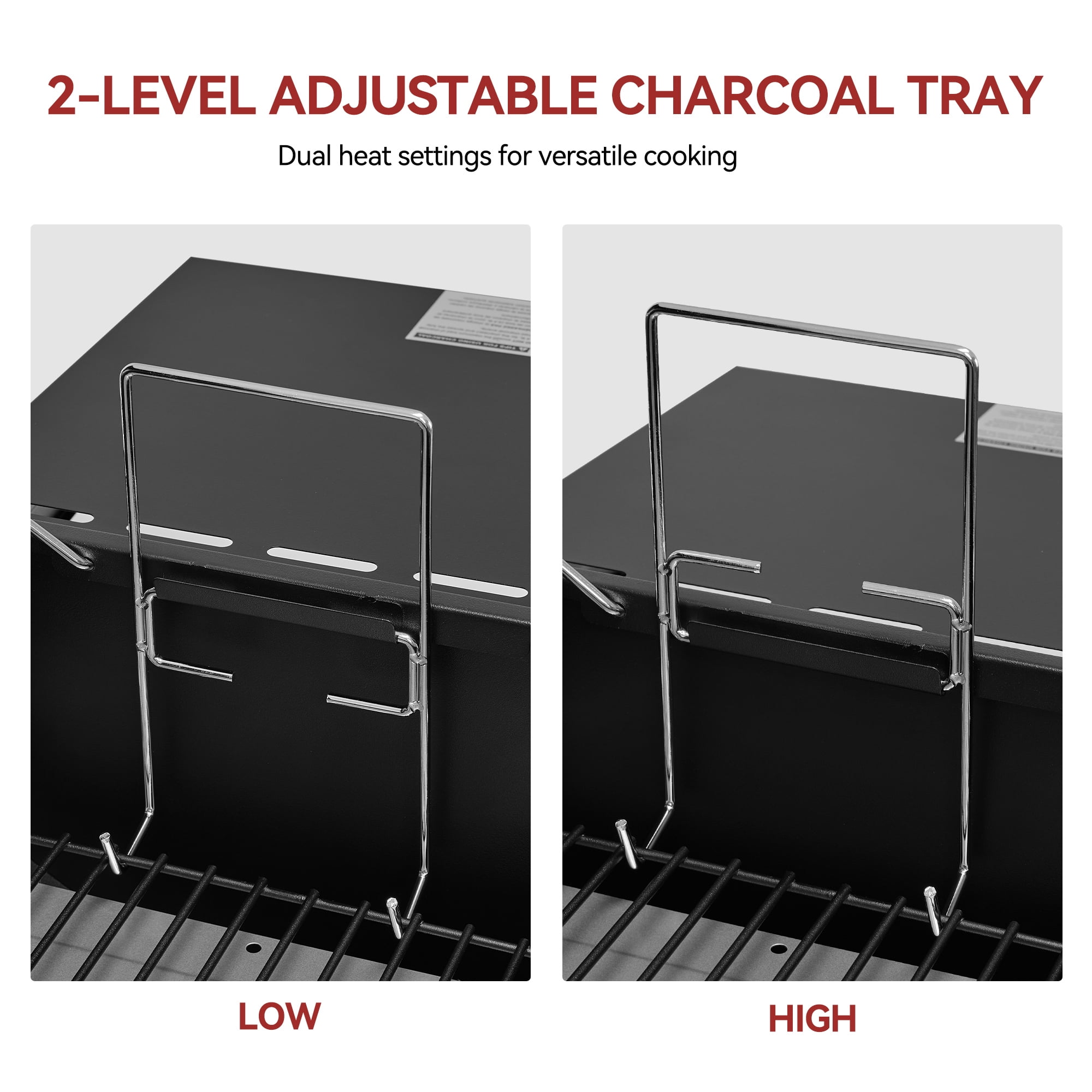 Royal Gourmet Barrel Charcoal Grill with Offset Smoker for Backyard Cooking, Black