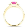 thumbnail image 3 of SZUL Women's Square Shaped Pink Topaz and Diamond Half Moon Ring in 10K Yellow Gold, 3 of 5