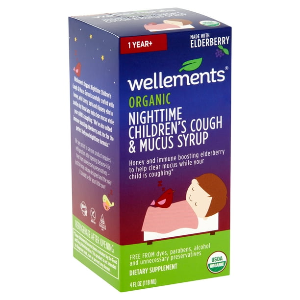 Wellements Organic Nighttime Children's Cough & Mucus Syrup, 1 Year+, 4