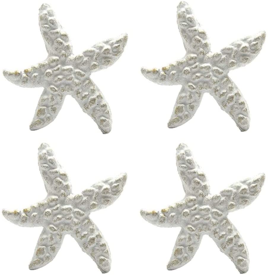 DPOWERFUL White Starfish Drawer Pulls Retro Cast Iron Handles for