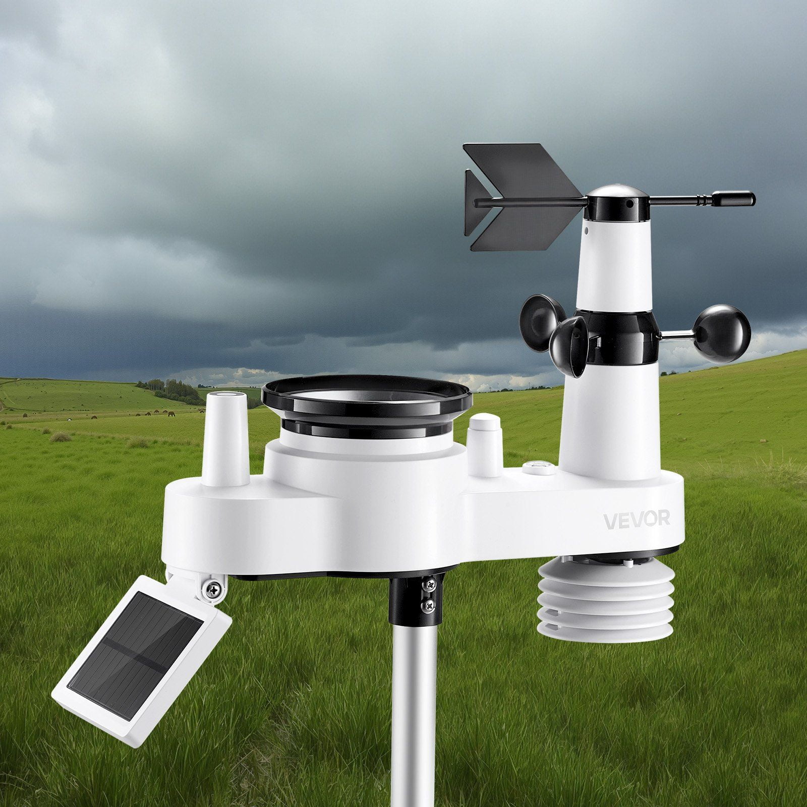 7-in-1 Wireless Weather Station with 7.5 in HD Display, Indoor Outdoor Thermometer, Humidity Sensor, Rainfall, Wind Speed & Direction, Sunlight Monitor, Dew Point, Moon Phases, 6-12 Hour Forecasts