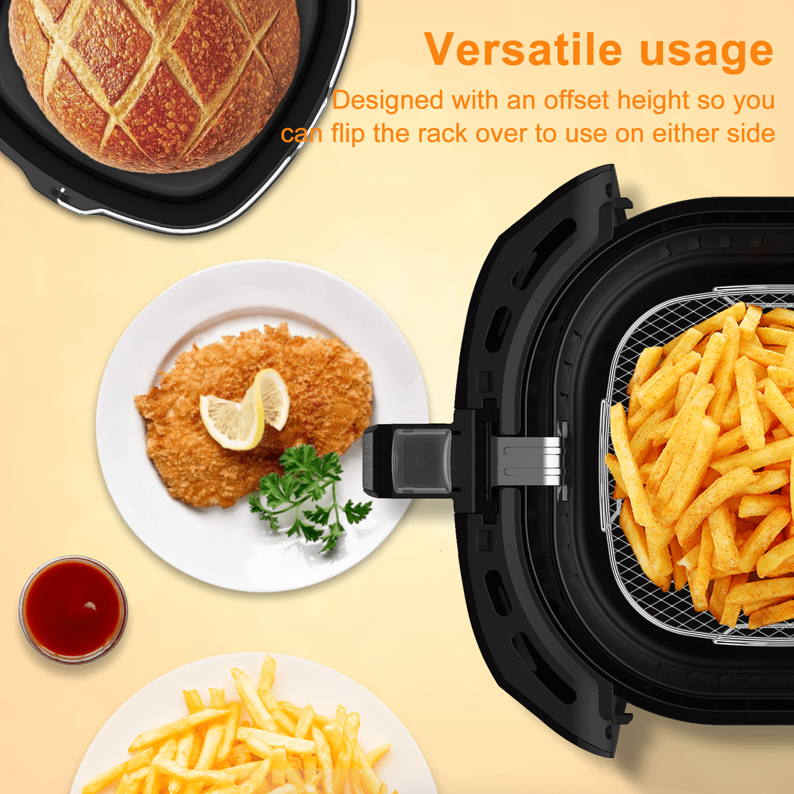 Lieonvis 2Pcs Air Fryer Cooking Accessory Kit 8Inch Stainless Steel Air  Fryer Rack Reversible Rack and Non-stick Baking Pan Universal Air Fryer  Accessories Dishwasher Safe 