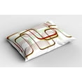thumbnail image 2 of Ambesonne Modern Pillow Sham, Wavy Abstract Shape Line, 26" X 20", Khaki Burgundy White, 2 of 2