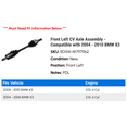 thumbnail image 2 of Front Left CV Axle Assembly - Compatible with 2004 - 2010 BMW X3 2005 2006 2007 2008 2009, 2 of 2