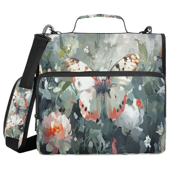 YAZAOO Zipper Binder trapper keeper Documents Organized Design Butterfly on Floral Printed