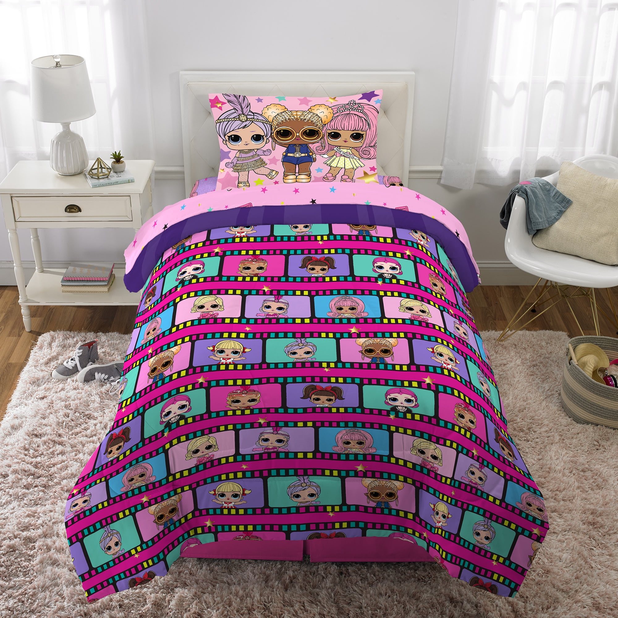 2 pc Twin/Full LOL SURPRISE DOLL Comforter Sham Reversible Kids Bedding Sets 