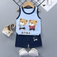 thumbnail image 4 of Chándales con estampado de dibujos animados para niños y niñas, chaleco sin mangas y pantalones cortos elásticos, novedad de verano 2022, 4 of 5