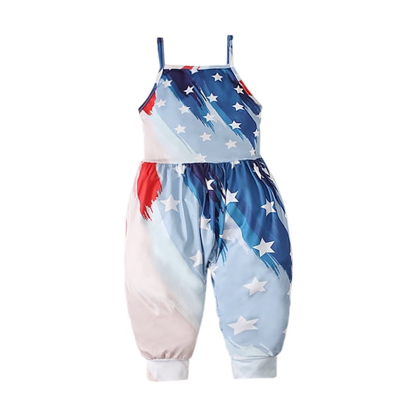 USA 250th Anniversary Shirt Girls Fourth of July Strap Jumpsuit Sleeveless Playsuit Summer Outfit Toddler Baby Blue1 2 Years-3 Years