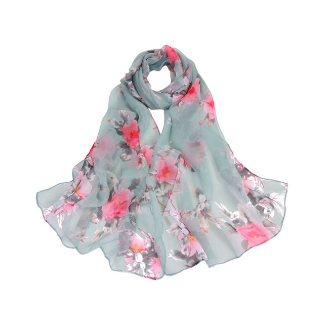 Qarigey Bufanda con estampado floral, ligera y portátil para un estilo versátil con bufanda de flores suave y transpirable Accesorios de disfraces Verde gris