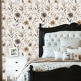 thumbnail image 2 of Peel and Stick Wallpaper Elegant Floral Neutral Beige Brown Tones Delicate Leaves Blossoms Wall Mural 23.6in x 9.8ft Self Adhesive Removable Wall Paper Renter Friendly Wallpaper for Bedroom, 2 of 2