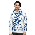 thumbnail image 2 of Unisex Dark Cerulean Blue Hibiscus Floral Hawaiian Printed Hoodie, 2 of 7