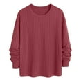 thumbnail image 5 of Brondbend Mens Pullover Mens Sweatshirts Crew Neck Long Sleeved Tops Solid Color Fashion Oversized Blouse School Workout Fall Winter Wear Wine, 5 of 6