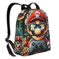 thumbnail image 2 of Lsque Mario Pattern Backpack – School Travel Canvas Daypack with Ergonomic Padded Straps, Multiple Compartments & Leather Handle, 2 of 5