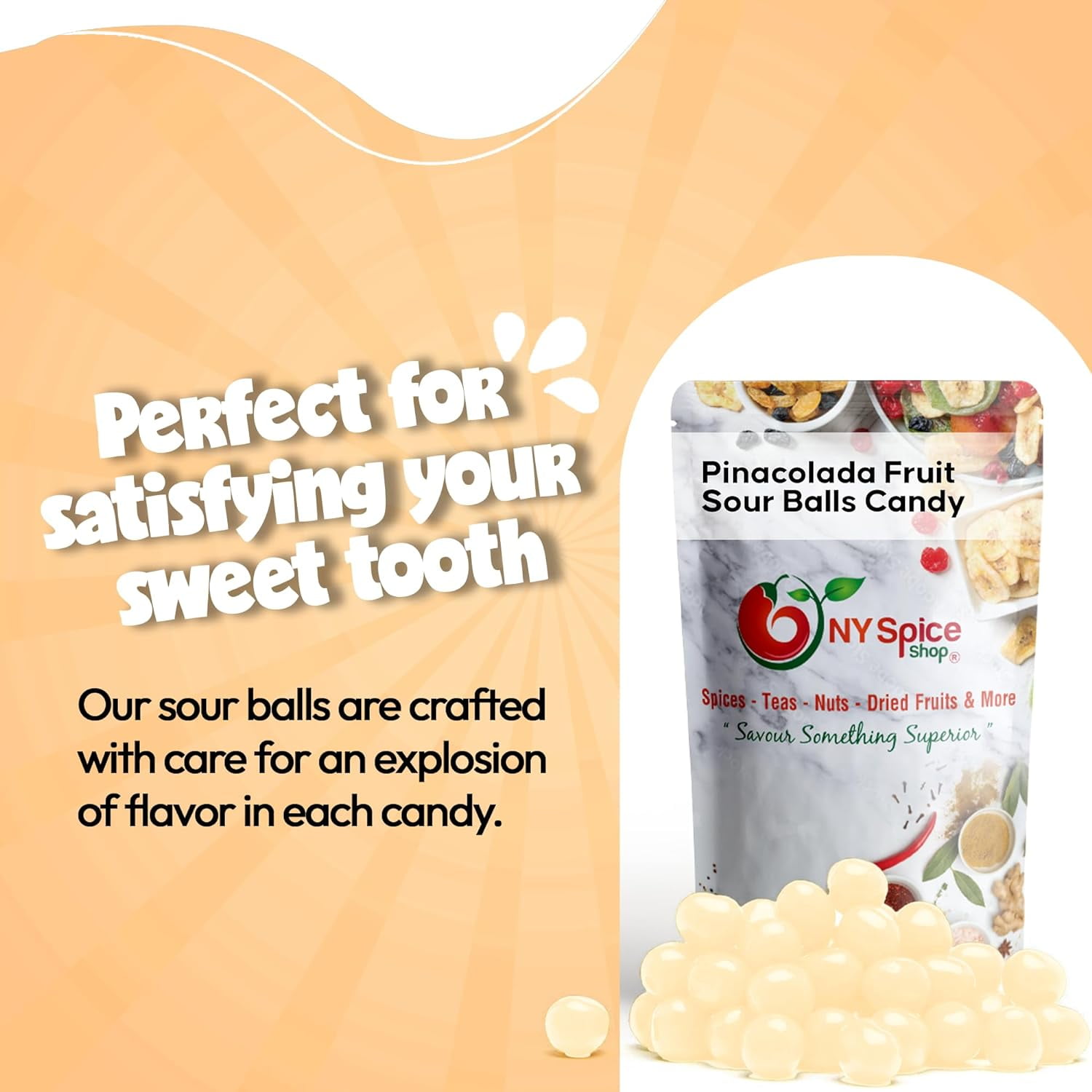 NY Spice Shop Pina Colada Fruit Sour Balls- 5 Pound - Healthy Snacks - Bulk Candy Balls - Assorted Candy Sour Balls