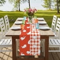thumbnail image 4 of Japanese Rabbits Table Runner, Vintage Orange Red Plaid Farmhouse Washable Cotton Linen Table Runners 90 Inches Long, Dresser Scarf Runner for Dining/Coffee/Kitchen/Hallway Tables 13''x90'', 4 of 9