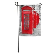 LADDKE Telephone Row of Iconic London Red Phone Cabins The Rest in Black and White Box Garden Flag Decorative Flag House Banner 12x18 inch