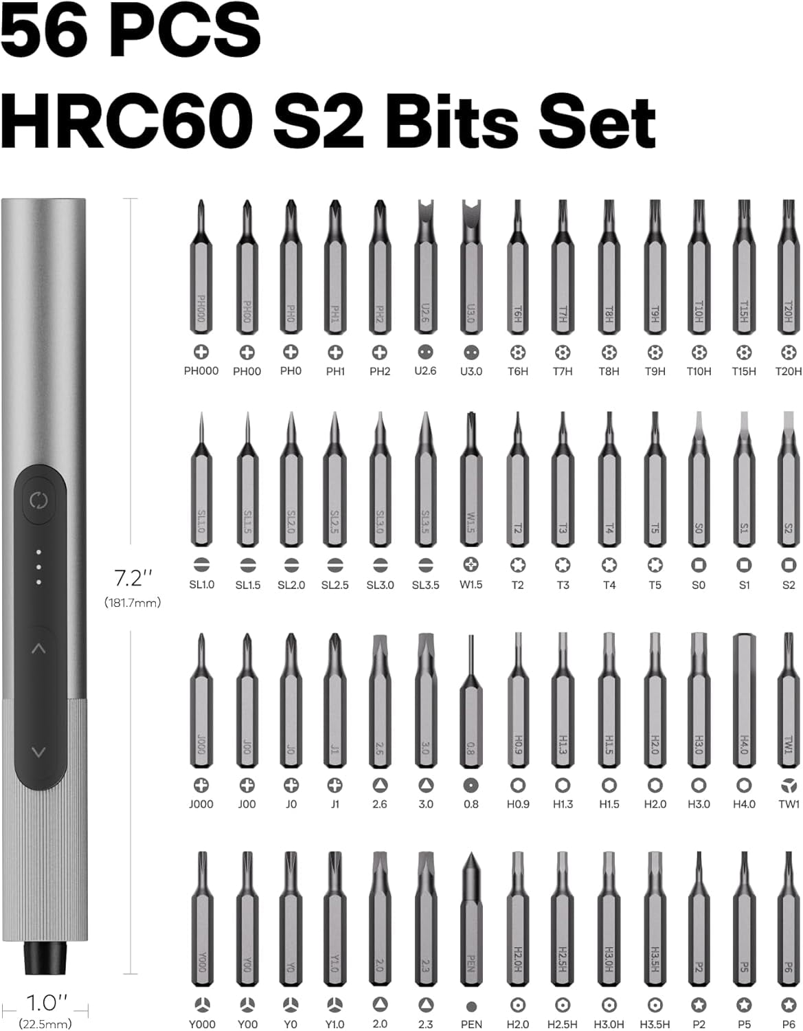 HOTO SNAPBLOQ™  Master 56Pcs Electric Screwdriver Set, 3 Torque Settings Led Light, Electric Precision Screwdriver for Electronics, Phone, Laptop, Diy
