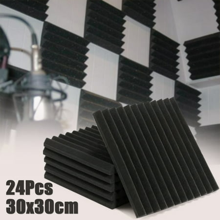 24 PCS Acoustic Panels Studio Soundproofing Wedges Sponge Wall Tiles For Studio Ktv Recording (Best Drywall For Soundproofing)