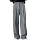 thumbnail image 2 of Pantalones largos para hombre, color liso, con cremallera, botones, pierna recta, pierna ancha, pantalones de traje casuales, pantalones de poliéster para hombre, 2 of 6