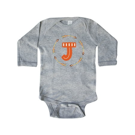

Inktastic Monogram Letter J Tribal Arrow Gift Baby Boy or Baby Girl Long Sleeve Bodysuit