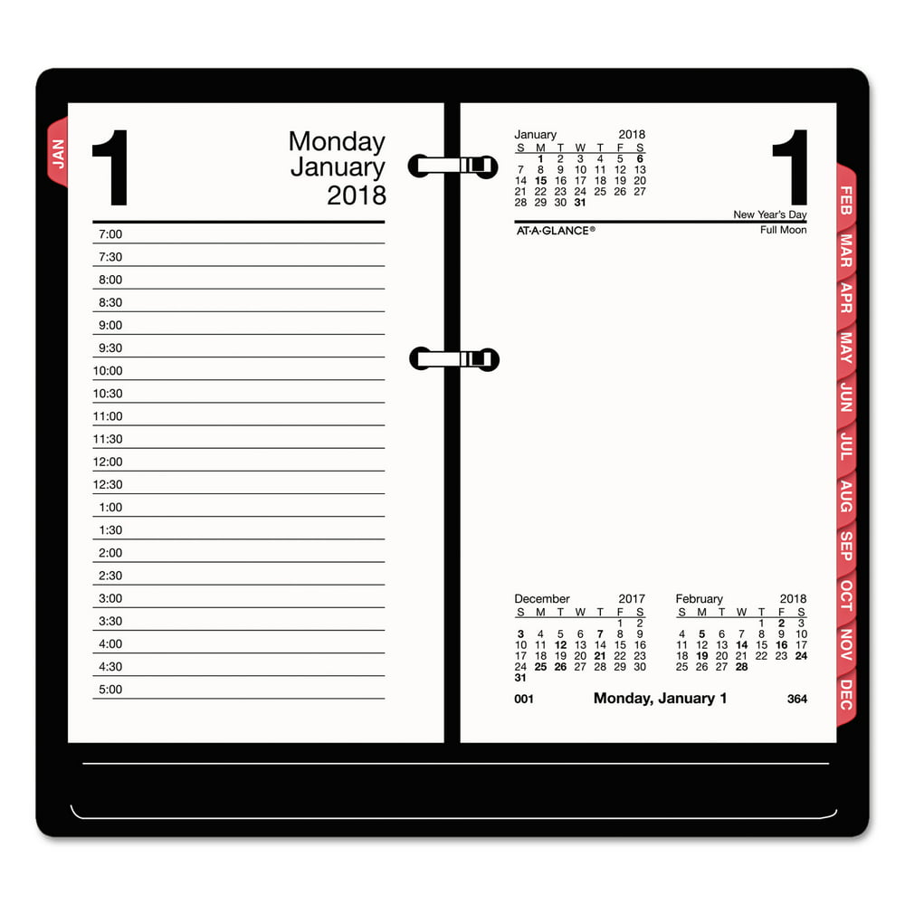ATAGLANCE Desk Calendar Refill with Tabs, 3 1/2 x 6, White, 2018