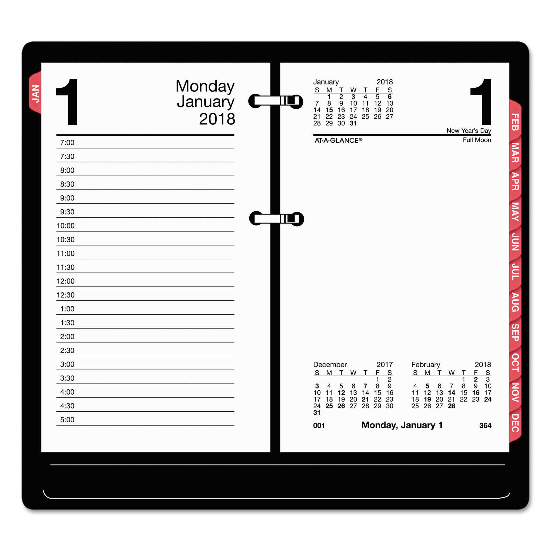 AT-A-GLANCE Desk Calendar Refill with Tabs, 3 1/2 x 6, White, 2018 