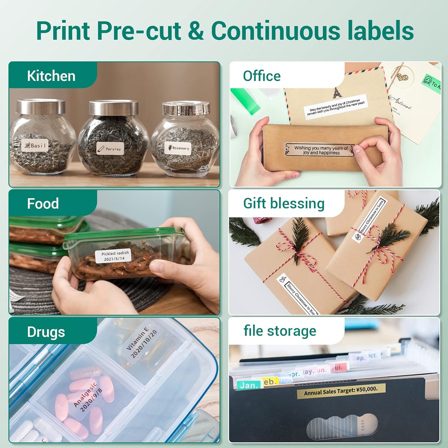 Phomemo Q30S Simplify Labeling with the Bluetooth Mini Label Maker Machine - Perfect for Office, Home, and Organizing - Includes 1 Rolls of Label Tape - Multiple Templates and Easy-to-Use (Green)
