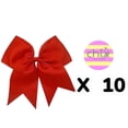thumbnail image 2 of (10) Chixx Solid Plain Basic Bulk Lot Wholesale Bundle Cheer Dance Softball Bows - Red, 2 of 2