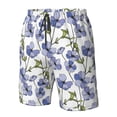 thumbnail image 5 of Kdxio Blue Flax Flowers Pattern Mens Casual Shorts - Drawstring Summer Beach Sports Shorts for Men, 5 of 9