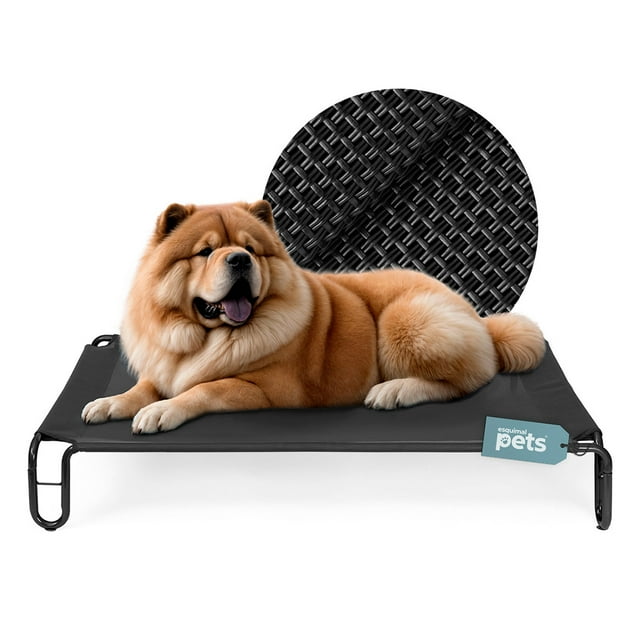 Cama Elevada para Perro con Malla Transpirable, Catre de Mascotas Esquimal (Negro, 110x76x20 cm)
