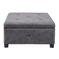 thumbnail image 3 of Madison Park Ottoman de Rangement en Tissu et Bois Massif avec Boutons Capitonnés en Charbon, 3 of 6
