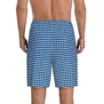 thumbnail image 3 of Naloa Blue Gingham Men's Short Pajama Pants, Lounge Comfort Shorts with Elasticized Waistband and Side Pockets - Large, 3 of 9
