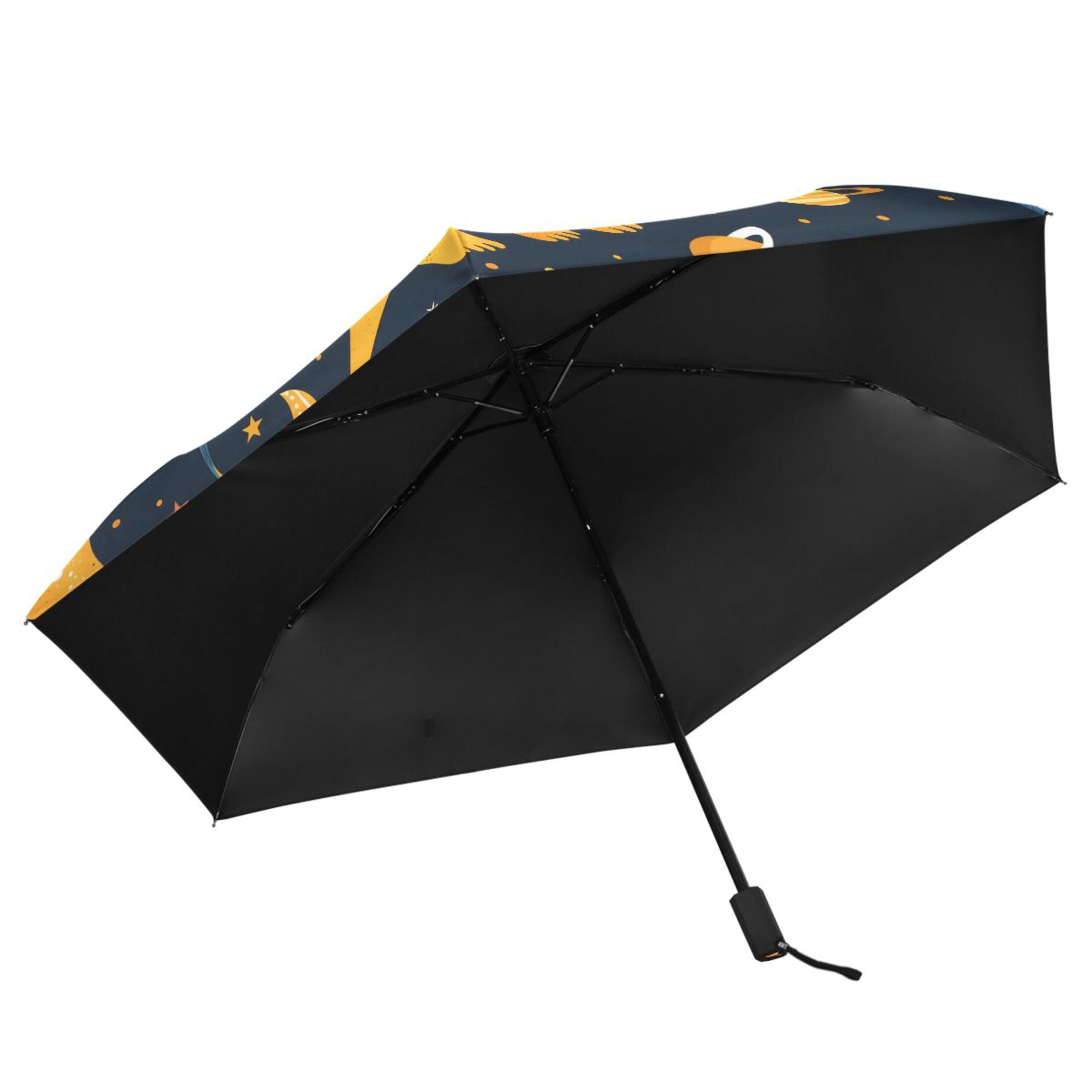 Cute Dinosaurs in Space Compact Sun Umbrella Windproof Travel Umbrellas for Rain Strong Portable UV Protection