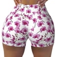 thumbnail image 2 of Daiia Orchids Flowers Pattern Women's Workout Shorts Biker Shorts - High Waisted Workout Spandex Tummy Control Gym Running Yoga Shorts-Large, 2 of 8