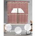 thumbnail image 2 of Western Texas Star Retro Swag Kitchen Curtains Sets for Windows 24 Inch Length, Country Vintage Red Beige Plaid Short Window Curtain Panels Swags Valances and Tiers 3 Piece Set for Cafe/Dining Room, 2 of 5