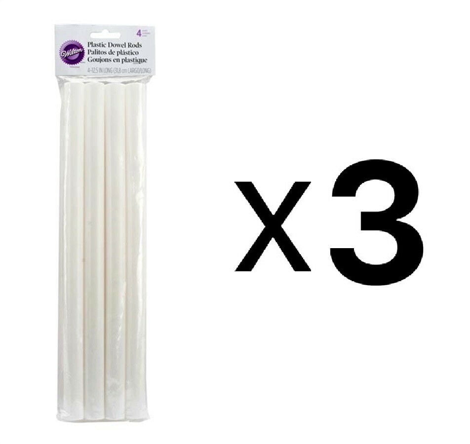 Wilton Dowel Rods White 4 Pack Hollow Plastic 12.75" Length X 0.75" D