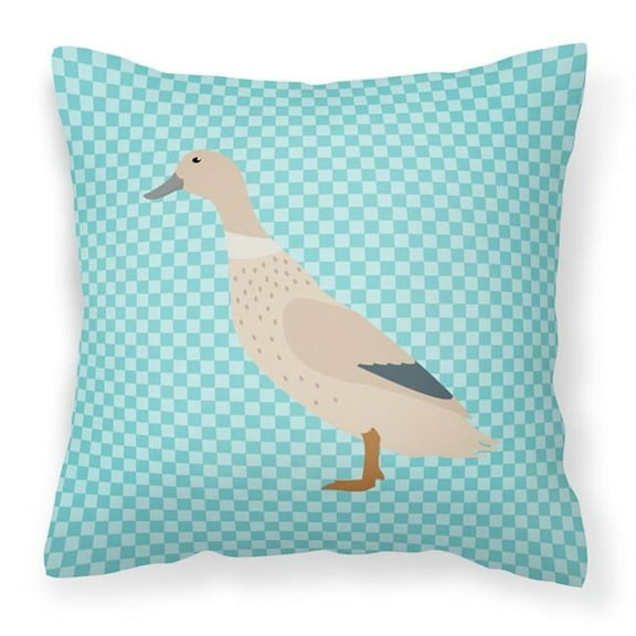 West Harlequin Duck Blue Check Fabric Decorative Pillow, 18 x 18 in.