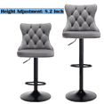 thumbnail image 6 of Counter Height Bar Stools from 25-33 Inch, Swivel Barstools with High Back, Button Tufted and Nailheads Trim, Velvet Upholstered Bar Chairs for Kitchen Dining Room (Gray with Black Base,Set of 2), 6 of 9