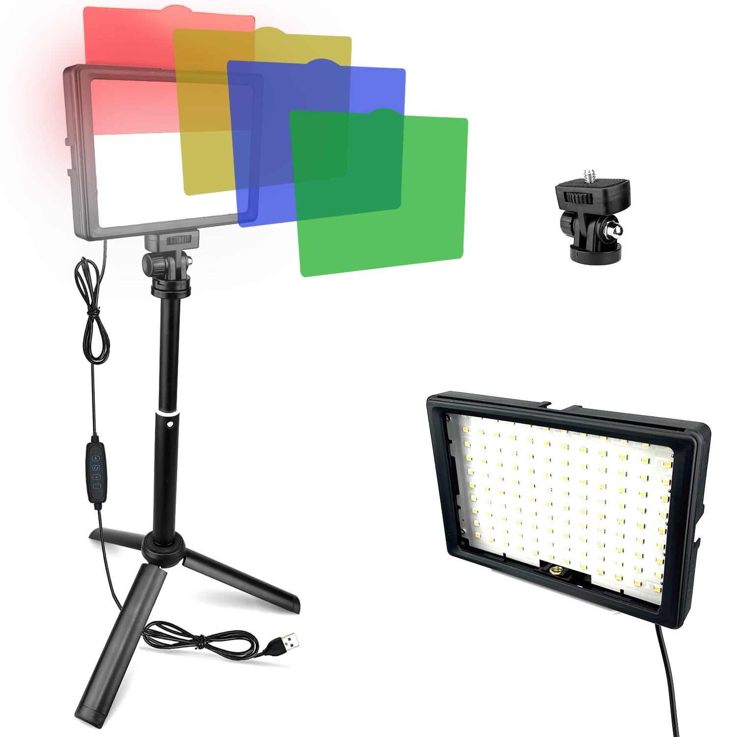 Acuvar Ultra Bright 100 LED Video & Photo Dimmable Light Panel USB 2600K-5600K with Adjustable Tripod & 4 Color Filters for iPhone Android Smartphones DSLR Camcorder Cameras Vlogging