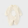 thumbnail image 2 of FAOWME Girls Long Sleeve Pullover Romper Sweatshirt Bodysuits Romper White 6-12 Months, 2 of 3
